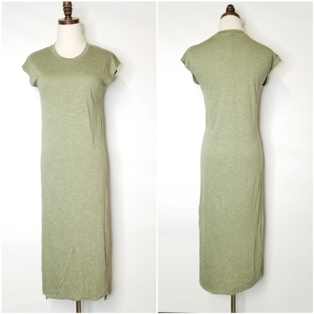 Madewell Military Green Shortsleeve  Muscle Midi T Shirt Dress Size XS